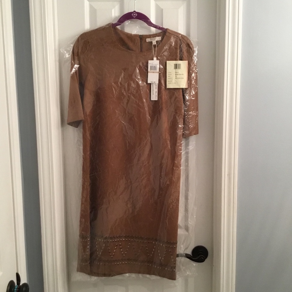 Caramel Faux Suede Dress - Picture 3 of 5
